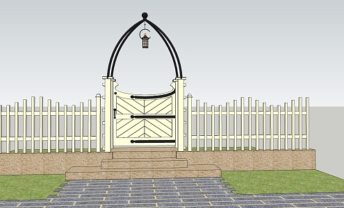 Jane Ou Gate Beige Exquisite Courtyard 3d model