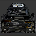 Futuristic Off Road Vehicle Featuring Black Yellow Accents And Roof Gear