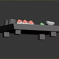 Delicious Sushi Rolls and Sashimi Slices with Chopsticks Soy Sauce and Wasabi