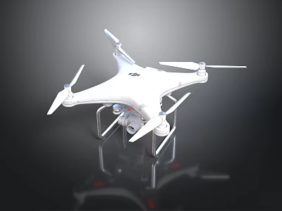White Quadcopter Drone For Space Exploration And Cosmic Mission Support 3d model