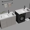 Modern White Laundry Room With Washing Machine Laundry Sink Towel Rack And Robot Vacuum