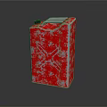 Rusty Red Square Jerry Can With Cross Pattern And Metallic Surface
