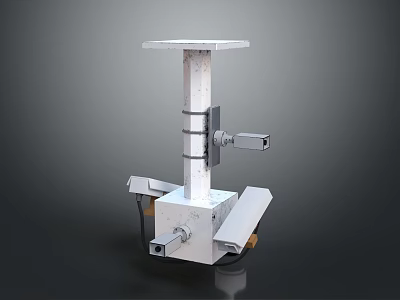 Mechanical Support Structure With Vertical Column Top Platform And Metal Base Components 3d model