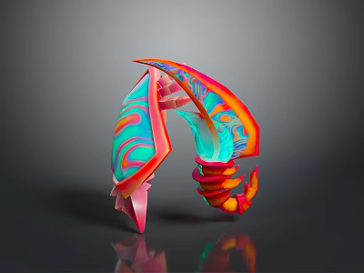 Colorful Futuristic Weapon With Intricate Flowing Texture And 3D Rendered Design 3d model