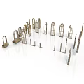 Architectural Building Components With Various Arches Columns And Window Frames