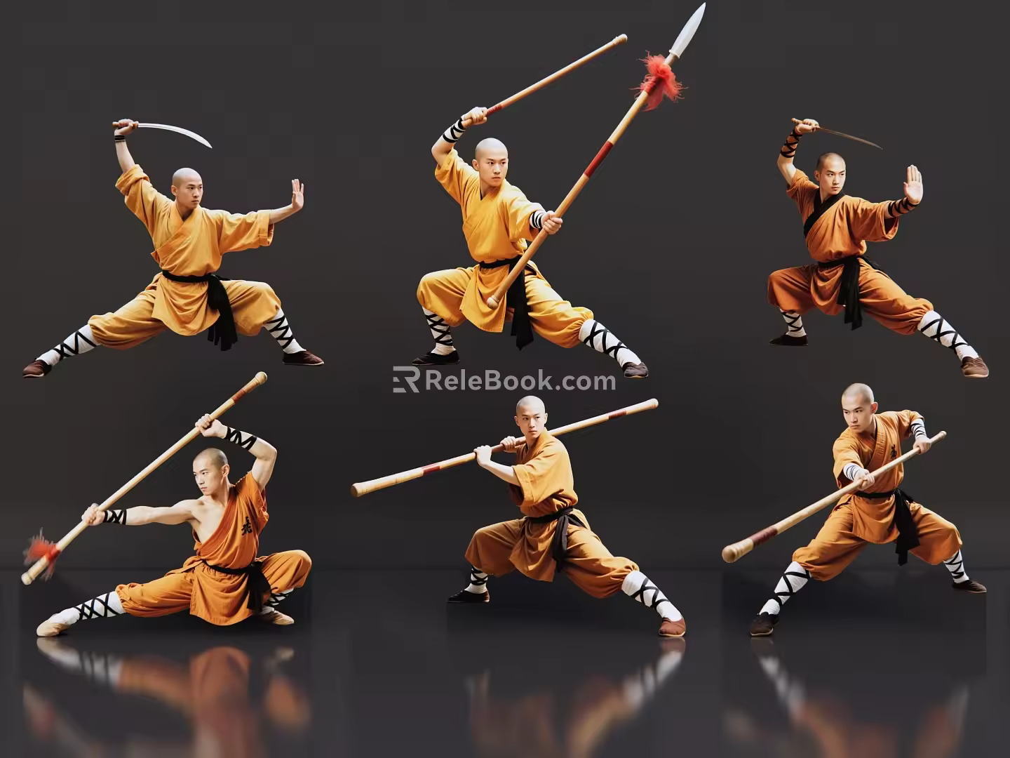2D costume figure Shaolin monk Shaolin kungfu Shaolin monk costume man 3d model