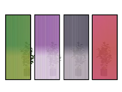 Colorful Modern Interior Room Dividers With Striped Design And Plant Silhouettes 3d model