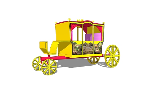 Decorative Pumpkin Carriage Four Wheels Marathon Carriage Princess Carriage 3d model