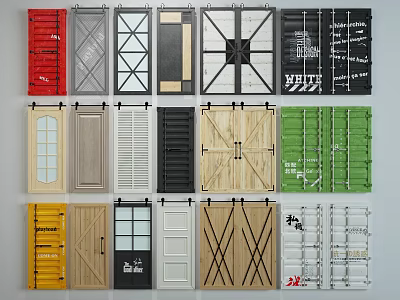 Various Stylish Swing Doors in Different Colors and Designs for Interior Use 3d model