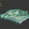 Orange and white cat lying relaxed sleeping comfortably on newspaper sheet 3d model