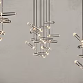 Modern Hanging Chandelier With Glass Tubes And Metal Frame For Minimalist Interior Decor