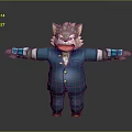 Cartoon Wolf Character In Blue Suit With Arms Outstretched Blue Wristbands And Brown Shoes
