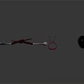 Decorative Scene Components With Metal Stand Bow Red Loop And Black Object