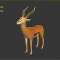 Orange Antelope With Black Horns White Face Standing On Gray Background