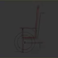 Industrial Equipment Wheelchair With Wooden Frame Rattan Seat And Metal Wheels