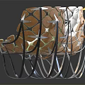 Modern Woven Leisure Chairs In White And Green With Metal Frame Design