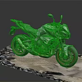 Naked Black Motorcycle With Modern Aggressive Design Red Wheels On Black And White Patterned Mat
