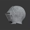 Shiny Metallic Medieval Knight Helmet With Decorative Visor And Intricate Design Details