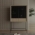 Modern Entryway Side Cabinet with Wooden Mesh Door Metal Frame and Drawer