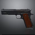 Vintage Pistol Classic Design With Metal Body And Red Grip Shiny Finish On Dark Background