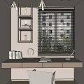 Cozy Tatami Bedroom Interior With Wooden Desk White Chair Wall Shelf Books And Window Blinds