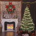 Christmas Decorative Ornament Set With Fireplace Wreath Candles Tree And Gifts