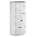 Modern Wooden Chest of Drawers Featuring Silver Metal Frame and Wood Grain Design