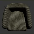 Modern Brown Fabric Chair with Curved Backrest and Black Thin Legs