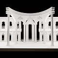 White Architectural Model With Arched Structure Columns Carved Details And Balconies 3d model