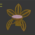Flower Shaped Rattan Leisure Chair With Leaf Design And Round Seat