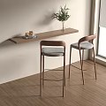 Modern Minimalist Interior Featuring Bar Stools With Wooden Countertop Green Plant And Window