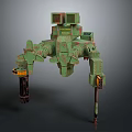 Green Multi legged Mechanical Creature With Heavy Armor And Industrial Structure 3d model