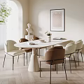 Modern Dining Table and Chair Combination Cream Dining Table and Chair Combination 3d model