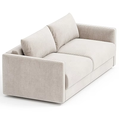 Light Beige Two Seater Sofa Upholstered Fabric Modern Minimalist Design With Comfortable Cushions 3d model