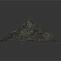 Modern 3D Terrain Model with Mountain Texture on Square Base and Natural Landscape