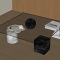 Modern Marble Cube Coffee Table With Stacked Books Decorative Sphere And Tray
