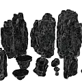 Natural Decorative Stone And Wood Pieces With Various Shapes And Sizes For Design Projects