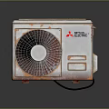 Rusty Mitsubishi Electric Air Conditioner Fan Outdoor Unit With Surface Details