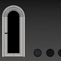 Light Gray Arched Top Swing Door With Ribbed Glass And Black Handle Interior View