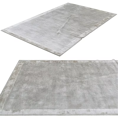 Neutral Gray Square Rug with Soft Texture and Decorative Border for Home Decor 3d model