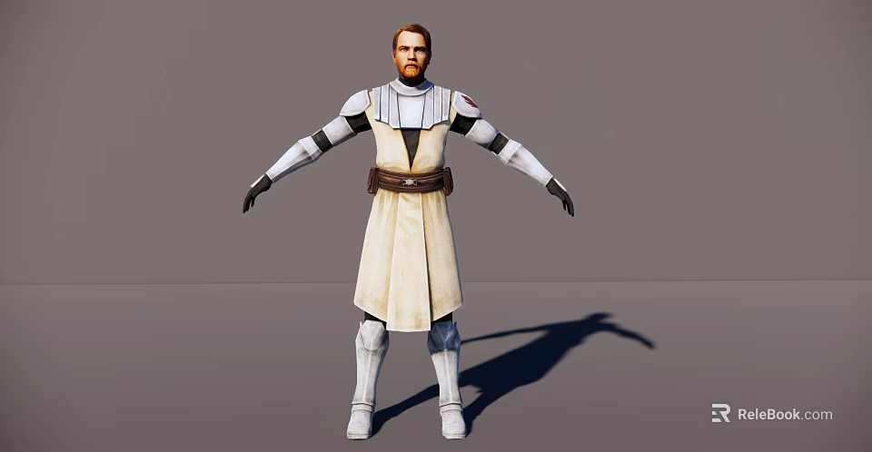 A Bearded Man In White And Brown Robe With Arms Outstretched Against Gray Background 3d model 