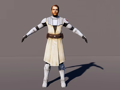 A Bearded Man In White And Brown Robe With Arms Outstretched Against Gray Background 3d model