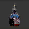 Colorful Warship Model With Intricate Design Details