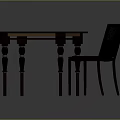 Dark Square Dining Table With Decorative Legs And Perforated Back Chair