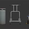 Industrial Gas Cylinder With Portable Metal Trolley And Small Tool Equipment
