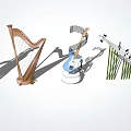 Artistic Musical Instrument Sculptures Displaying Cello Harp Electric Guitar and Music Notes