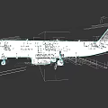 Modern Commercial Passenger Airplane With White Blue Green Fuselage And Tail Design