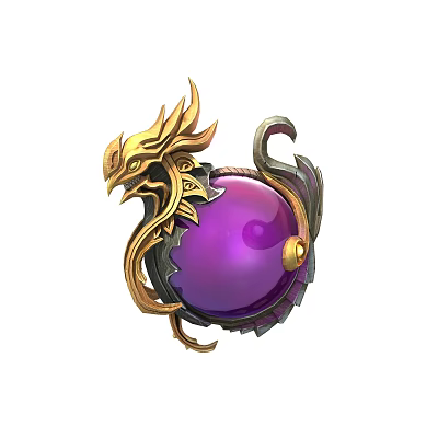 Fantasy Weapon With Golden Dragon Design Purple Orb And Metallic Frame Details 3d model Fantasy Weapon With Golden Dragon Design Purple Orb And Metallic Frame Details 3d model