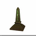 Stone Obelisk Architecture With Pointed Top Green Glowing Sections And Stepped Base 3d model