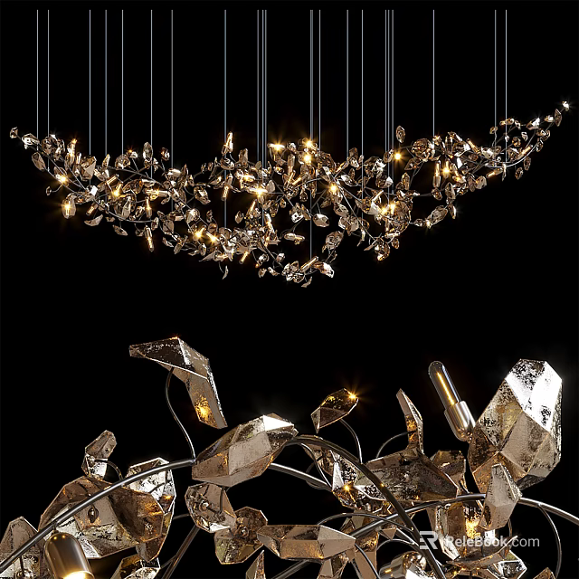 Sparkling Crystal Chandelier With Modern Metal Frame And Elegant Lighting 3d model